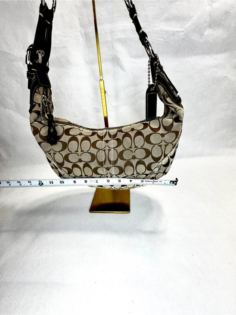 Coach K0668-10601 Signature Jacquard Hobo Shoulder Bag Brown